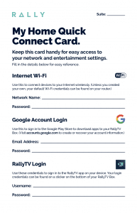 RallyTV Quick Connect Card