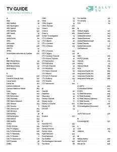 RallyTV complete channel lineup 2024